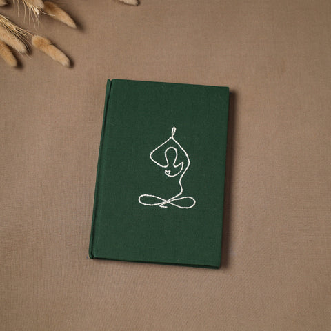 Yoga hand embroidered fabric cover handmade paper journal