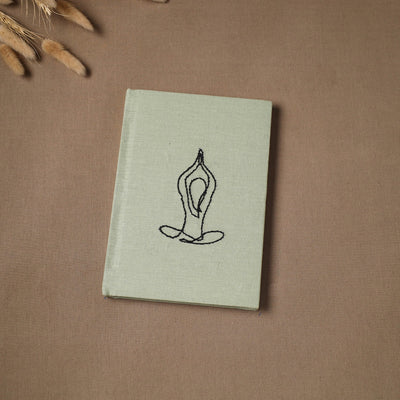 Yoga hand embroidered fabric cover handmade paper journal