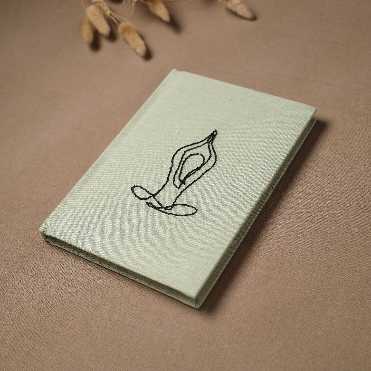 Yoga hand embroidered fabric cover handmade paper journal
