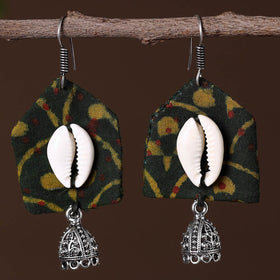Green - zahira german silver fabart earrings - handcrafted