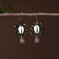Green - zahira german silver fabart earrings - handcrafted