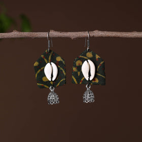 Green - zahira german silver fabart earrings - handcrafted
