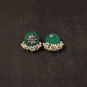 Green - zara fabart earrings with kundan & beads