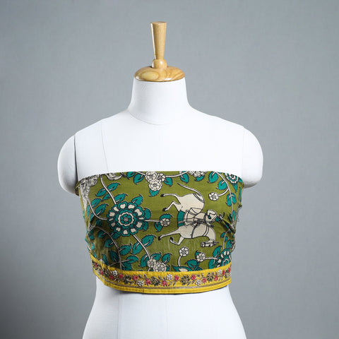 Green - zardozi hand embroidered kalamkari cotton blouse