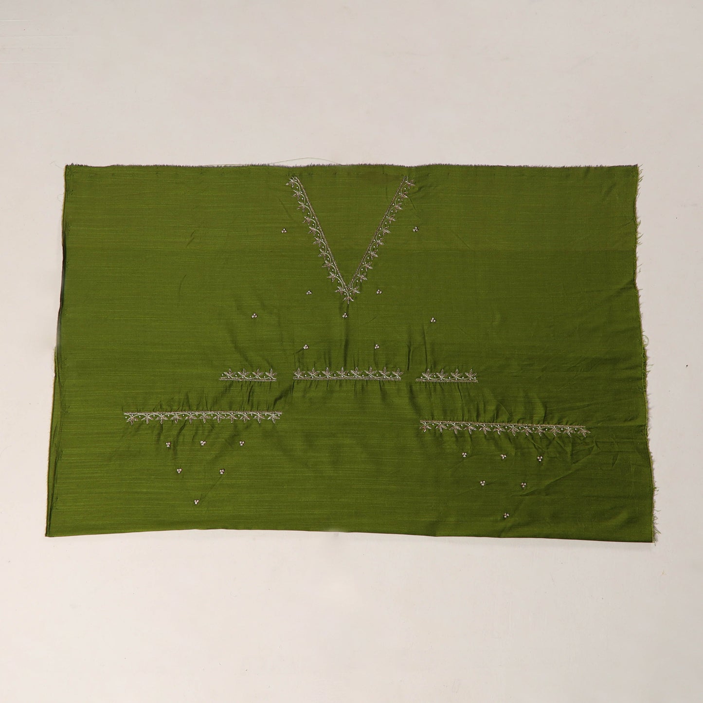 Green - zardozi hand embroidery slub silk plain blouse