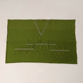 Green - zardozi hand embroidery slub silk plain blouse