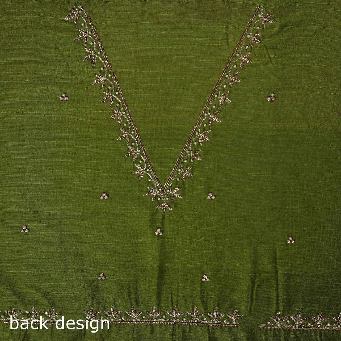 Green - zardozi hand embroidery slub silk plain blouse