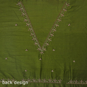 Green - zardozi hand embroidery slub silk plain blouse