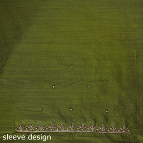 Green - zardozi hand embroidery slub silk plain blouse