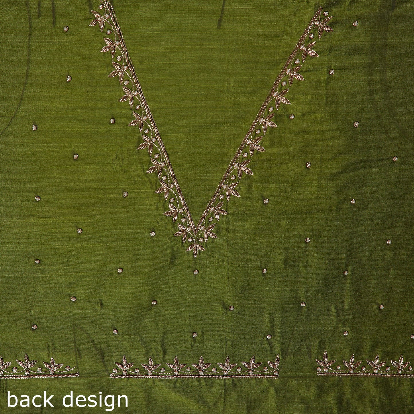 Green - zardozi hand embroidery slub silk plain blouse