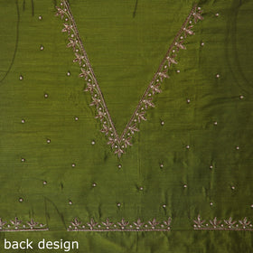 Green - zardozi hand embroidery slub silk plain blouse