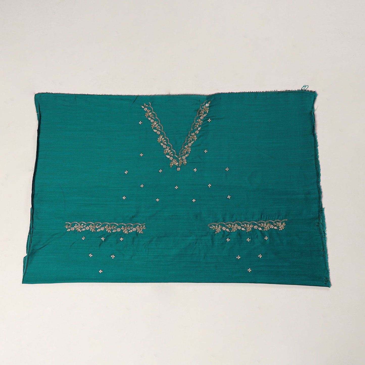 Green - zardozi hand embroidery slub silk plain blouse