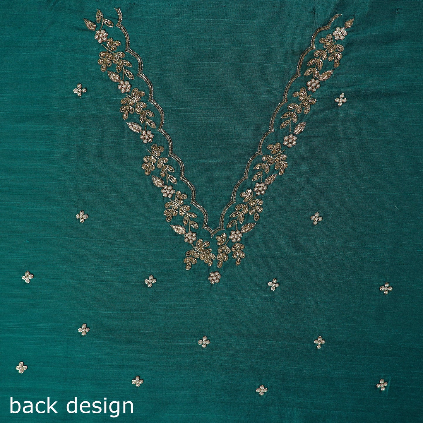 Green - zardozi hand embroidery slub silk plain blouse