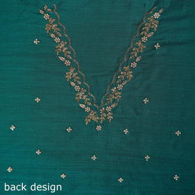 Green - zardozi hand embroidery slub silk plain blouse