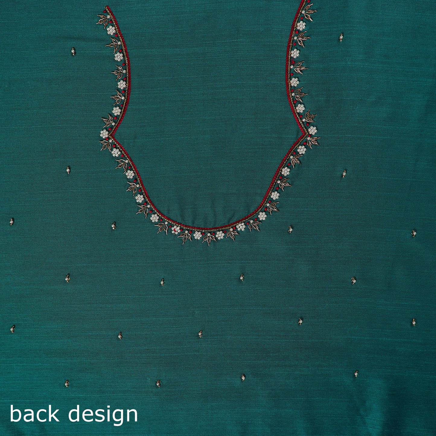 Green - zardozi hand embroidery slub silk plain blouse