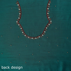 Green - zardozi hand embroidery slub silk plain blouse