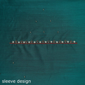 Green - zardozi hand embroidery slub silk plain blouse