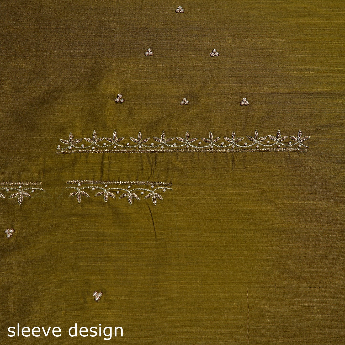 Green - zardozi hand embroidery slub silk plain blouse