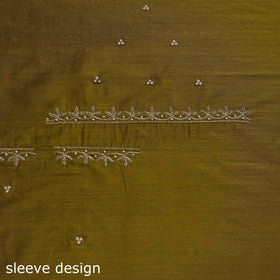 Green - zardozi hand embroidery slub silk plain blouse