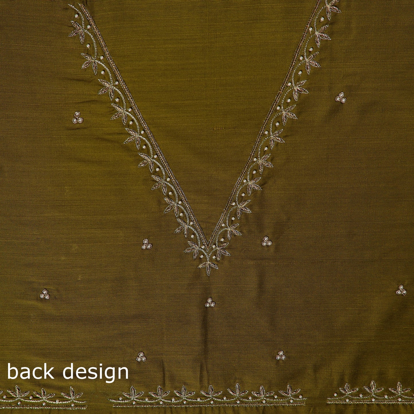 Green - zardozi hand embroidery slub silk plain blouse