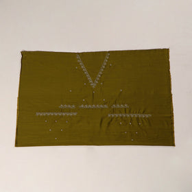 Green - zardozi hand embroidery slub silk plain blouse