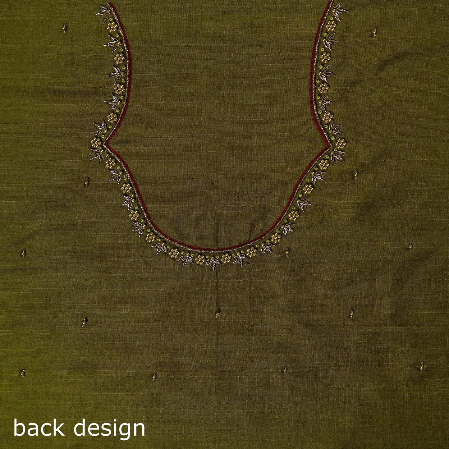 Green - zardozi hand embroidery slub silk plain blouse