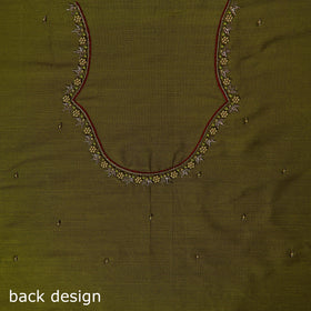 Green - zardozi hand embroidery slub silk plain blouse