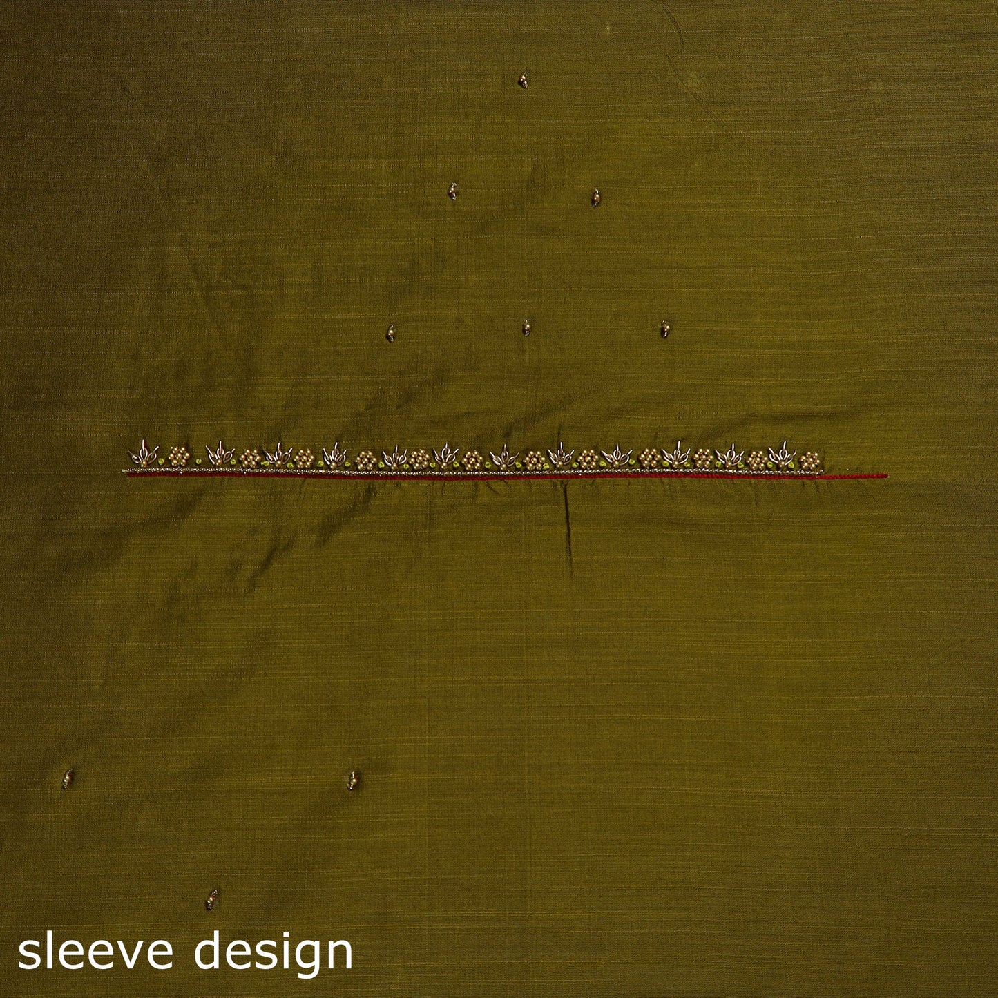 Green - zardozi hand embroidery slub silk plain blouse