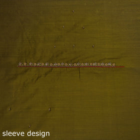 Green - zardozi hand embroidery slub silk plain blouse