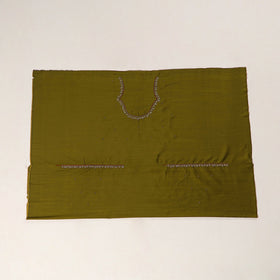 Green - zardozi hand embroidery slub silk plain blouse