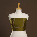 Green - zardozi hand embroidery slub silk plain blouse