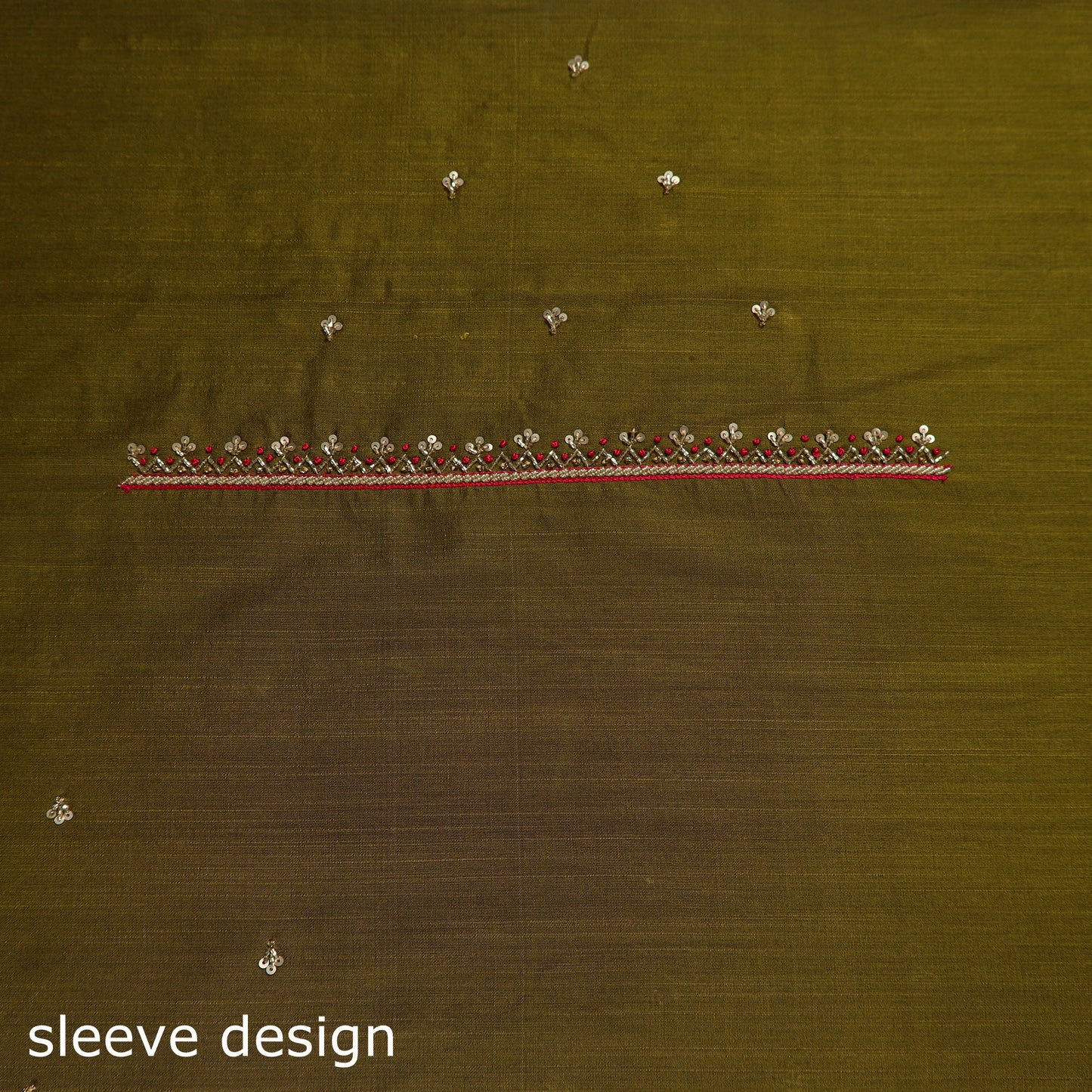 Green - zardozi hand embroidery slub silk plain blouse