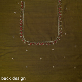 Green - zardozi hand embroidery slub silk plain blouse