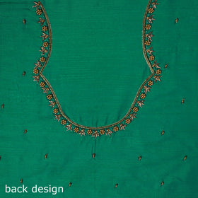 Green - zardozi hand embroidery slub silk plain blouse