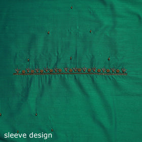 Green - zardozi hand embroidery slub silk plain blouse