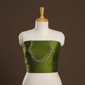 Green - zardozi hand embroidery slub silk plain blouse