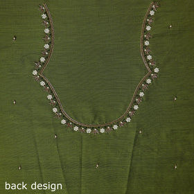 Green - zardozi hand embroidery slub silk plain blouse