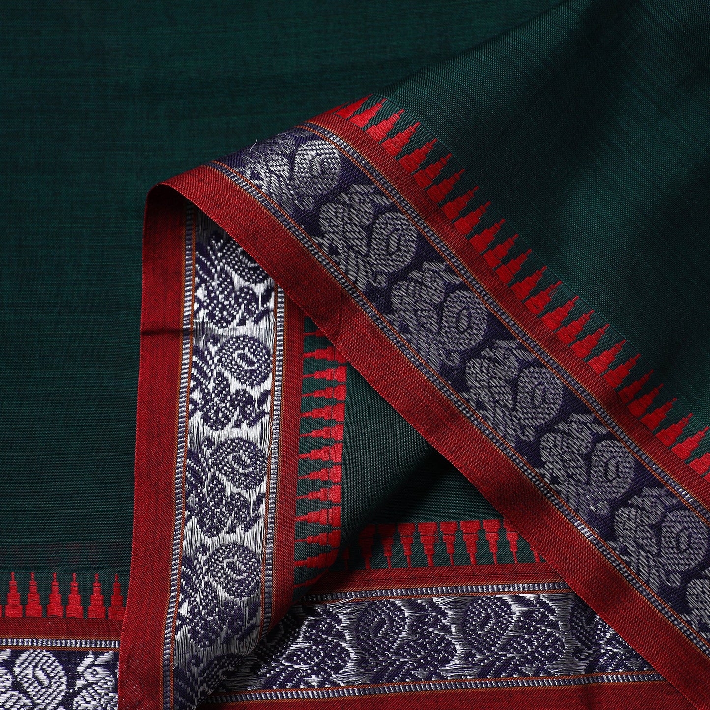 Green Zari Border Dharwad Cotton Fabric