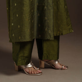 Green Zari Buti A-Line Spun Dupion Silk Kurta Set (Set of 2)