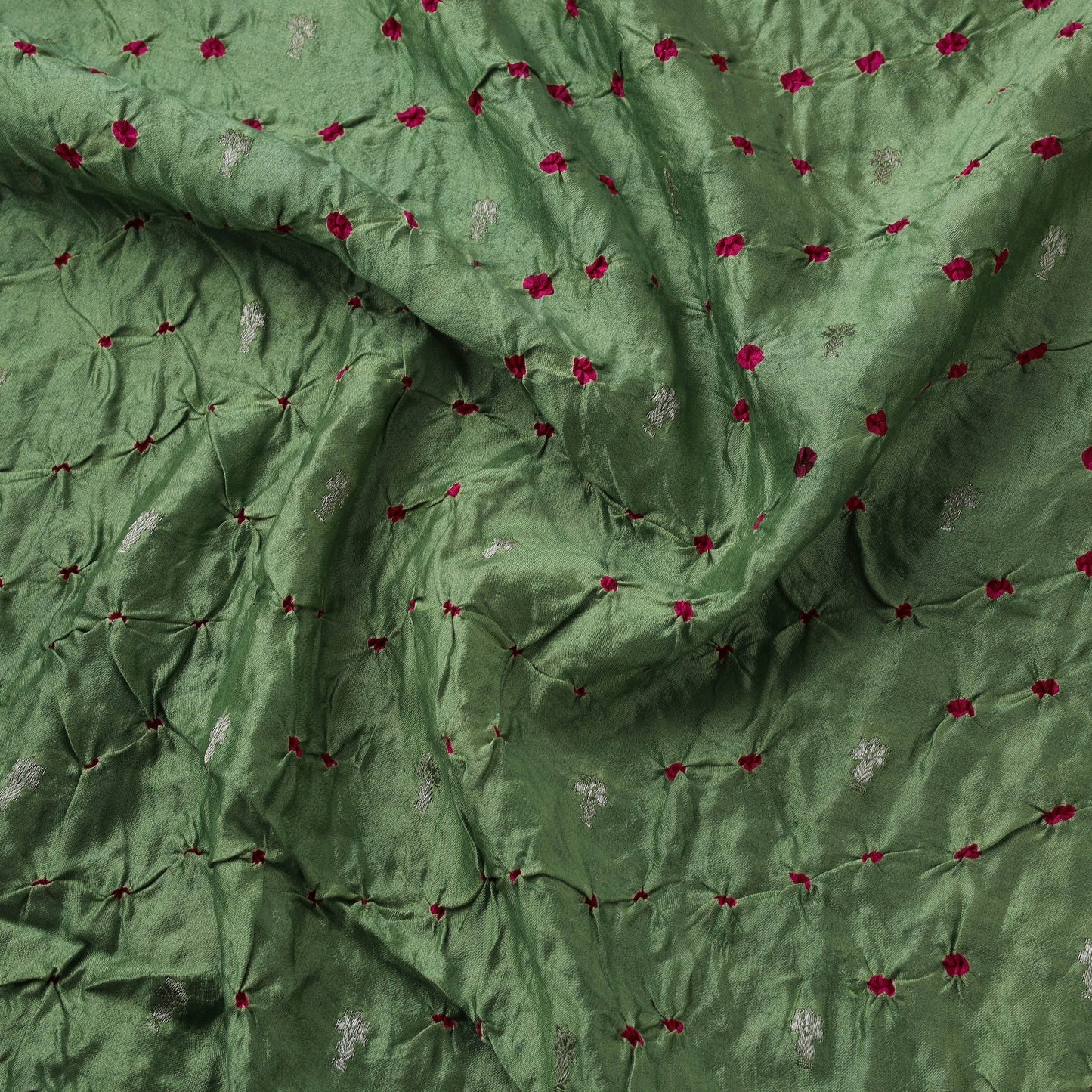 Zari buti silk tie-dye bandhani fabric 09 - handcrafted