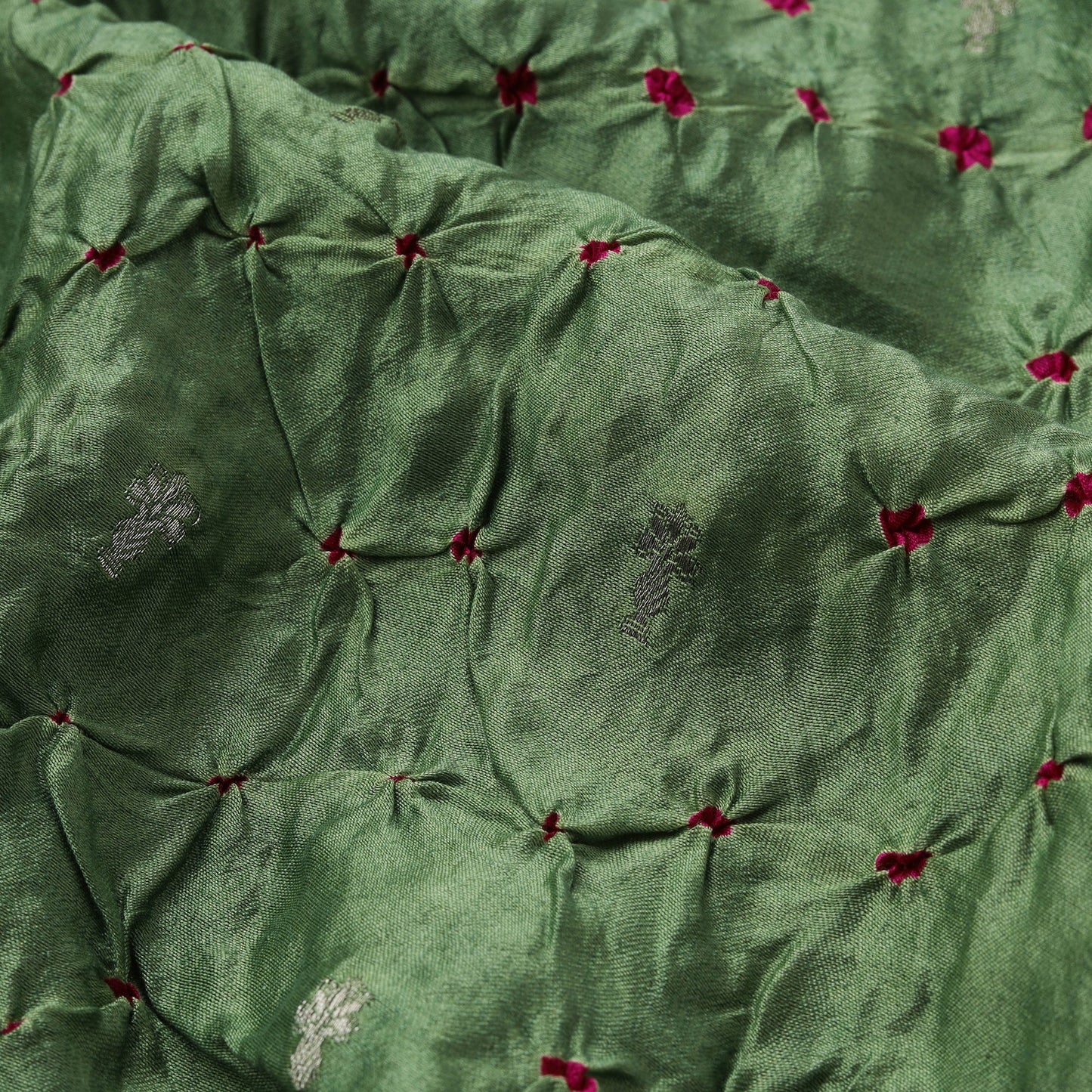 Zari buti silk tie-dye bandhani fabric 09 - handcrafted