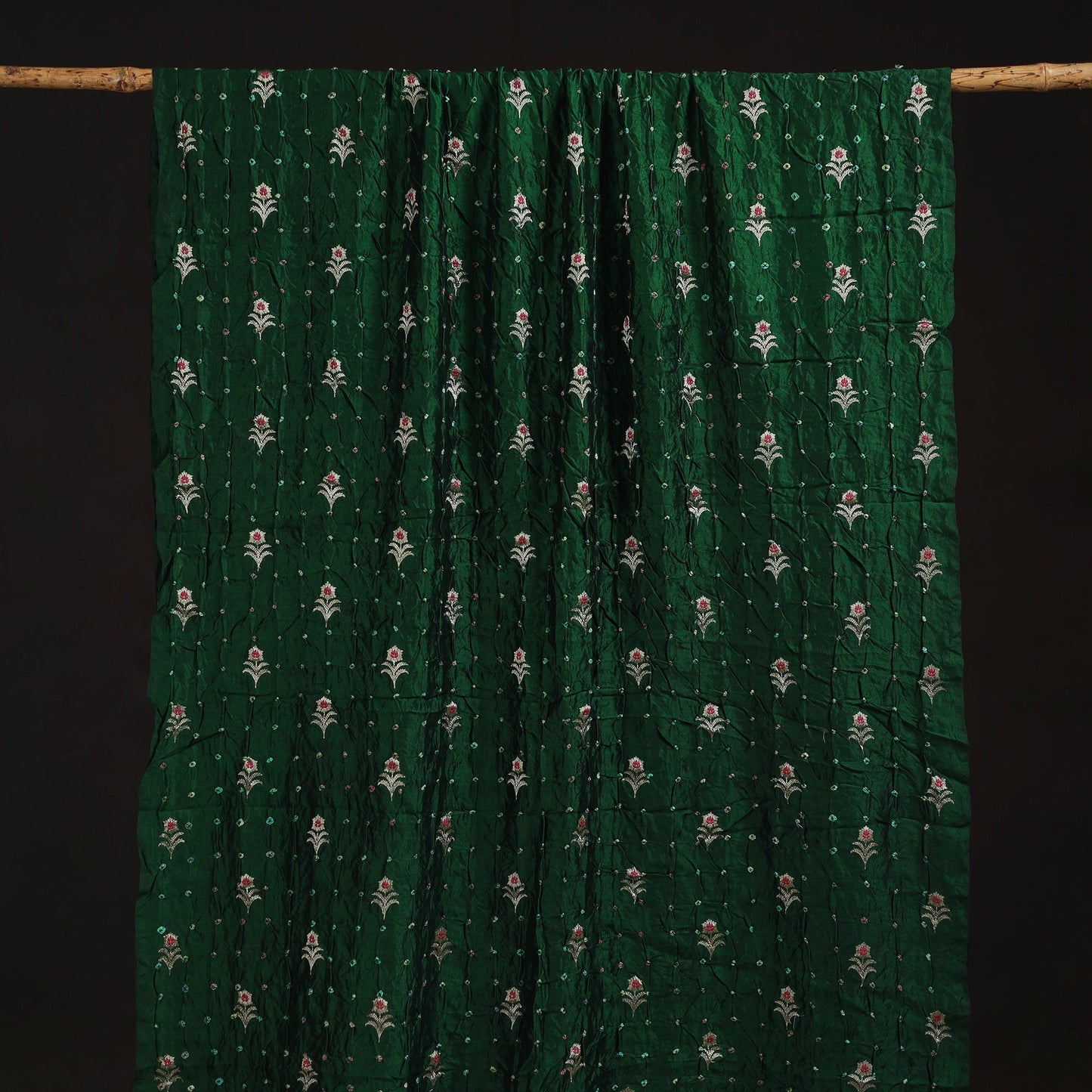 Zari buti silk tie-dye bandhani fabric 30 - handcrafted
