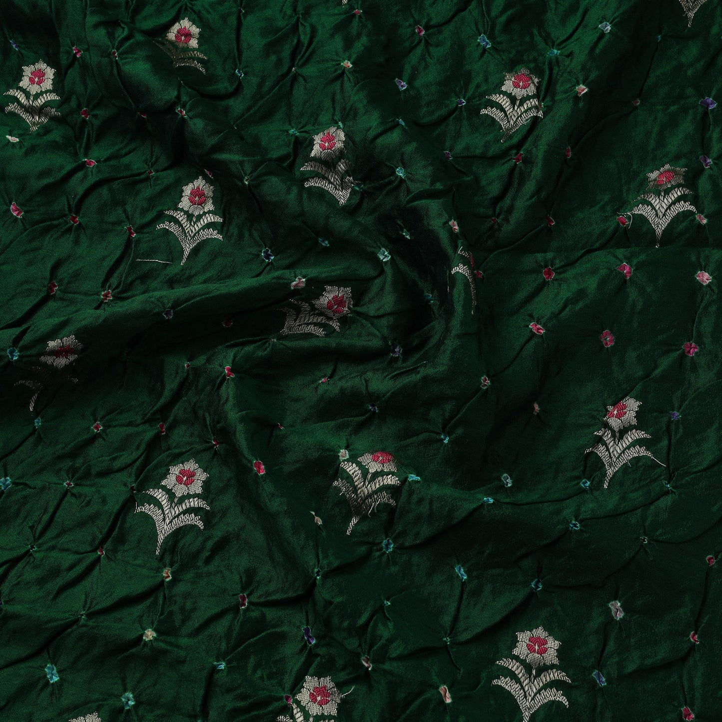 Zari buti silk tie-dye bandhani fabric 30 - handcrafted