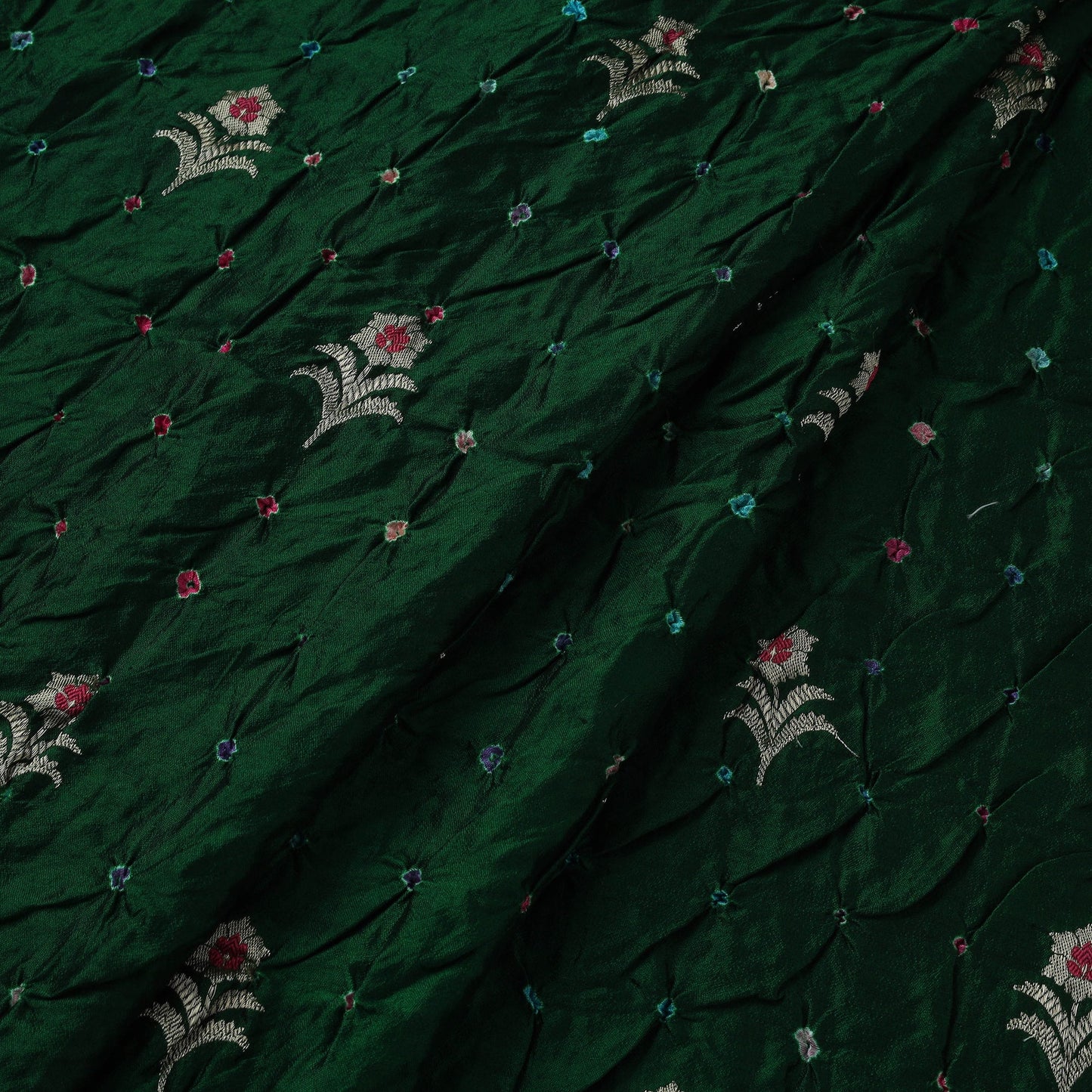 Zari buti silk tie-dye bandhani fabric 30 - handcrafted