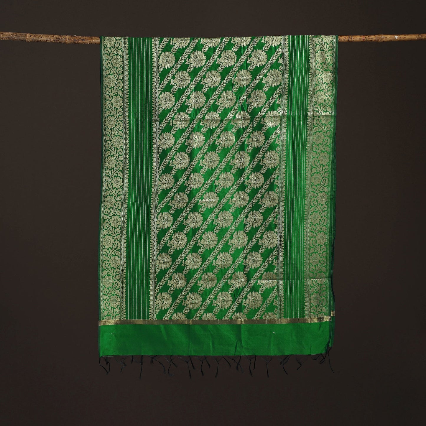 Zari work banarasi silk dupatta 02 - handcrafted