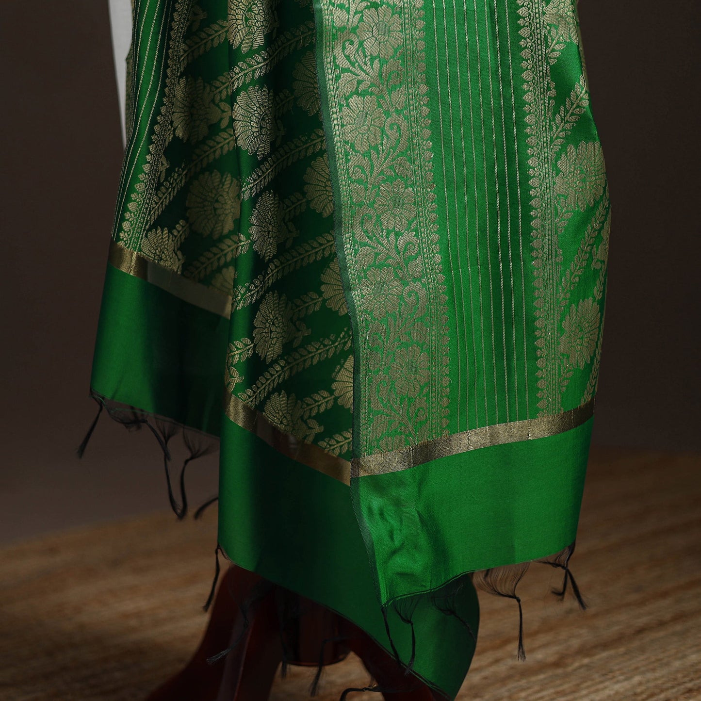 Zari work banarasi silk dupatta 02 - handcrafted