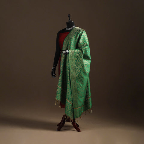 Zari work banarasi silk dupatta 05 - handcrafted