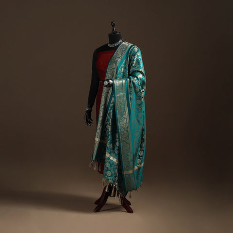 Zari work banarasi silk dupatta 06 - handcrafted