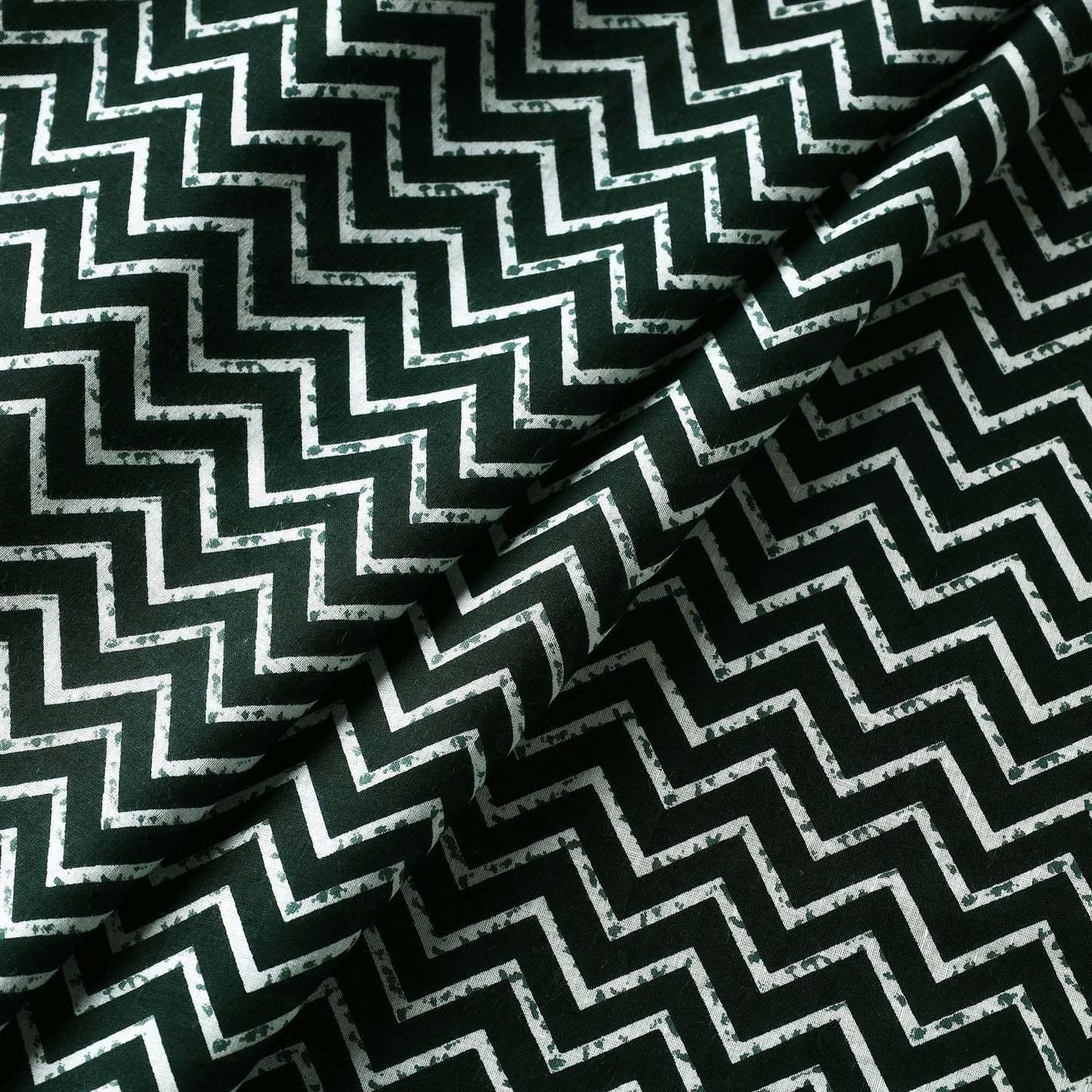  Green Zigzag Wave Jaipur Print Cotton Fabric 