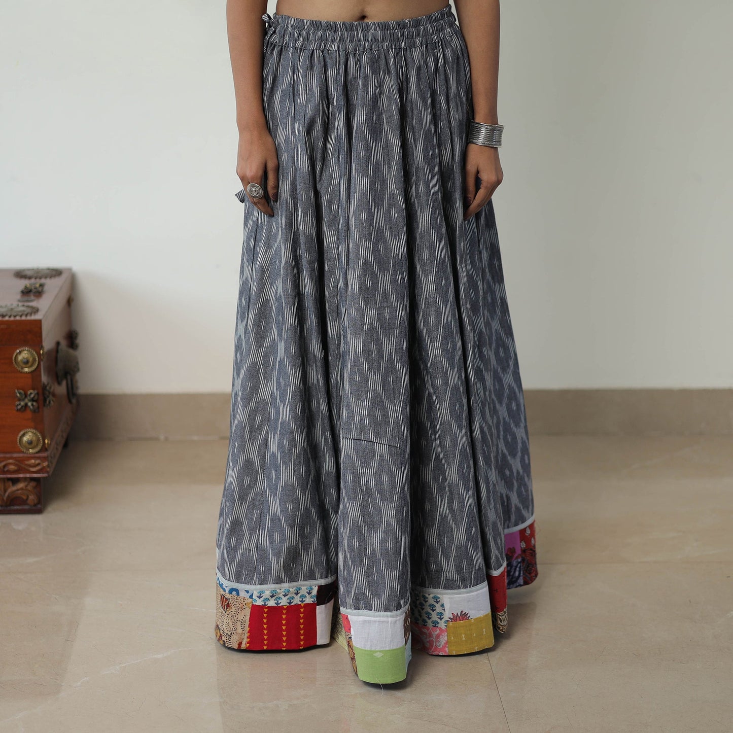 Grey - 24 kali cotton pochampally ikat skirt 03